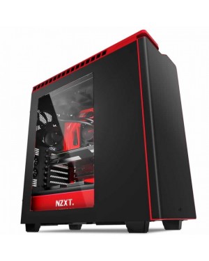 CA-H440W-M1 - Outros - Gabinete H440 Preto Fosco/Vermelho Brilhante Lateral em acrílico sem Fonte NZXT