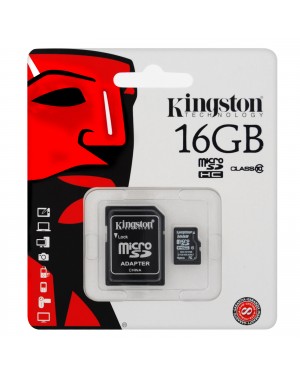 SDC10/16GB I - Kingston - Cartão de Memória MicroSD 16GB + 1 Adaptador SD Classe 10