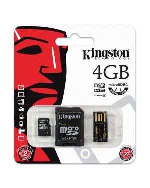 MBLY4G2/4GB - Kingston - Multikit 4GB Micro SD + Adaptador SD + Adaptador USB Classe 4