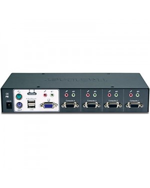 TK-423K - Outros - Chaveador KVM USB PS/2 com 4 Portas, Áudio e 4x Cabos KVM Inclusos TRENDnet