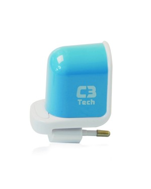 UC-01U - Outros - Carregador Fonte AC/USB Universal Azul C3TECH