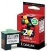 10NX227BP - Lexmark - Cartucho de tinta No.27 ciano magenta amarelo Z13/Z23/Z33/Z35/X74/X75/Z605/Z612/ X1130/X1150/X1180