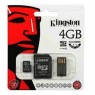 MBLY4G2/16GB I - Kingston - Cartão de Memória 4GB Micro SD 1 Adaptador SD e 1 Adaptador USB