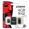 MBLY4G2/4GB I - Kingston - MultiKit 4GB Micro SD + Adaptador SD + Adaptador USB Classe 4