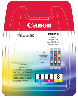 0621B029 - Canon - Cartucho de tinta CLI-8 ciano magenta amarelo iP3300 iP3500 iP4200 iP4200x iP4300 iP4500 iP4500x iP5200 iP