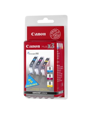 0621B036 - Canon - Cartucho de tinta CLI-8 ciano magenta amarelo PIXMA iP4500 MP530 MP800 MP970 MX700 Pro9000