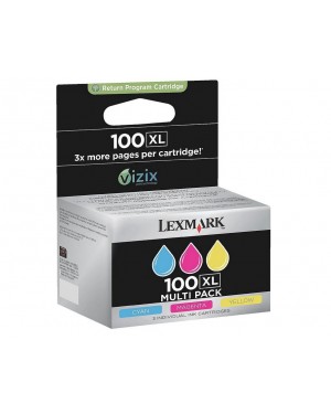 14N0850 - Lexmark - Cartucho de tinta 100XL ciano magenta amarelo Impact S305 Intuition S505 Prospect Pro205 Interact