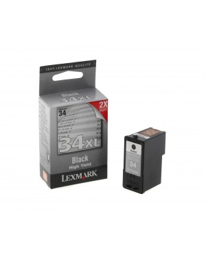 18C0034BR - Lexmark - Cartucho de tinta No.34XL preto Home Copier Plus/P4330/P4350/P6250/P6350/X2500/X2530