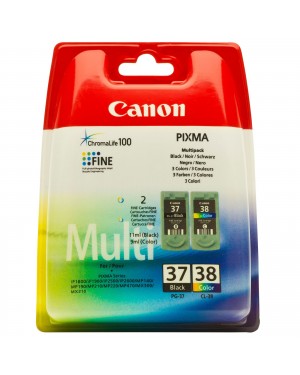 2145B009 - Canon - Cartucho de tinta PG-37/CL-38 preto ciano magenta amarelo PIXMA iP1800/iP1900/iP2500/iP2600/MP140/MP190/MP210/MP