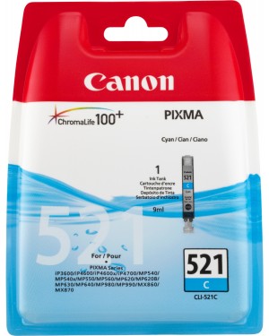 2934B001 - Canon - Cartucho de tinta CLI-521 ciano iP3600 iP4600 iP4600x MP540 MP540x MP550 MP560 MP620 MP620B