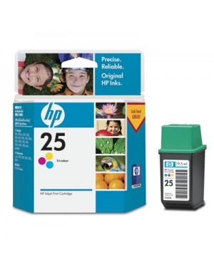 51625AC - HP - Cartucho de tinta 25 ciano magenta amarelo Deskjet 300 310 320 340 340cbi 340cm 400 400L 420c 500 50