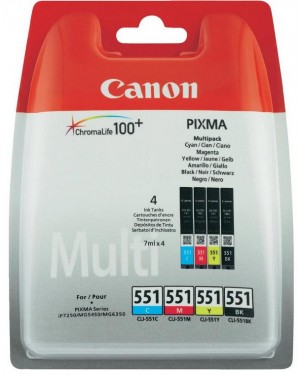 6509B009 - Canon - Cartucho de tinta CLI-551 preto ciano magenta amarelo PIXMA MG6350