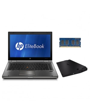 BB5W63ET3 - HP - Notebook EliteBook MOBILE WORKSTATION BUNDEL (B5W63ET+H2P64ET+QK640ET) 8470w Dual-Core i5-3360M 14"HD+ met FirePro M2000 en Ultra Extended Life Battery en 8GB geheugen
