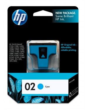 C8771WN - HP - Cartucho de tinta 02 ciano Photosmart D7360 3110 3210 3210v 3310 3310xi 8250 C5140 C