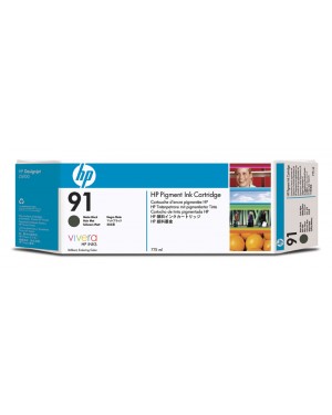 C9464A - HP - Cartucho de tinta 91 pigmento preto fosco Designjet Z6100