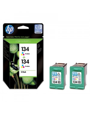 C9505HE - HP - Cartucho de tinta 134 ciano magenta amarelo Photosmart 8453 8153 2713 2613 375 325 Officejet 7413 731