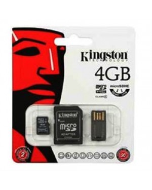 MBLY4G2/16GB I - Kingston - Cartão de Memória 4GB Micro SD 1 Adaptador SD e 1 Adaptador USB