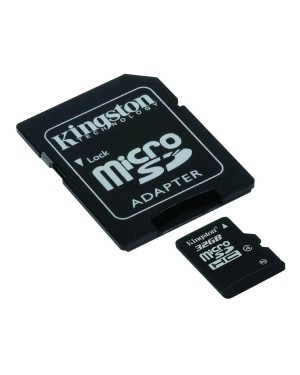 SDC4/32GB_A - Kingston - Cartão de Memória Classe 4 Micro SDHC 32GB com Adaptador SD