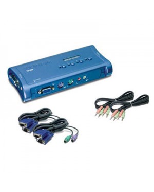 TK-408K - Outros - Chaveador KVM PS2 com 4 portas com Áudio e 4x Cabos KVM Inclusos TRENDnet