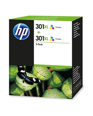 D8J46AE - HP - Cartucho de tinta 301XL ciano magenta amarelo Deskjet