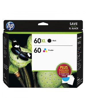 D8J66FN - HP - Cartucho de tinta 60XL/60 preto