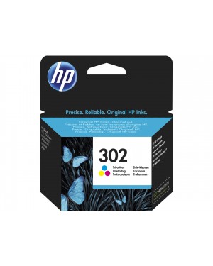 F6U65AE - HP - Cartucho de tinta 302 ciano magenta amarelo Deskjet 1110 2130 AiO 2132 2134 3630 Officejet 3830 3832 383