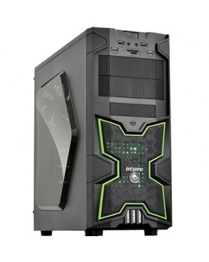 Java-LG - Outros - Gabinete Gamer Java 2B sem Fonte Preto com Led Verde PC Yes