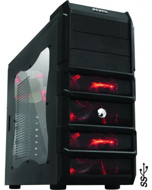 Rhino-LR - Outros - Gabinete Gamer Rhino 3B sem Fonte Preto com LED Vermelho PCYES