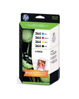 HPJ3M82AE - HP - Cartucho de tinta 364 preto ciano magenta amarelo Deskjet 3070A 3520 eAiO; Photosmart eAIO 5510 5515 6510 7