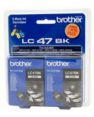 LC-47BK2PK - Brother - Cartucho de tinta Inkjet preto DCP110C/DCP115C/DCP120C/MFC210C/MFC215C/MFC3240C/MFC410CN/MF