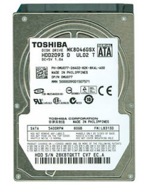 MK8046GSX - Toshiba - HD disco rigido 2.5pol SATA II 80GB 5400RPM