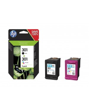 N9J72AE - HP - Cartucho de tinta 301 preto ciano magenta amarelo DeskJet 1000 Printer series J110; 1050 AllinOne J410; 200