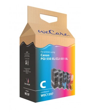 WEC1597 - Wecare - Cartucho de tinta preto ciano magenta amarelo Pixma iP7250 / iP8750 iX6850 MG5450 MG5550 MG5650 MG6350 MG6