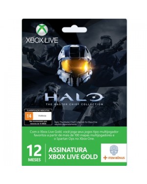 52M-00532 - Microsoft - Xbox Live Cartão Gold 12 meses + item Bônus Halo The Master Chief Collection