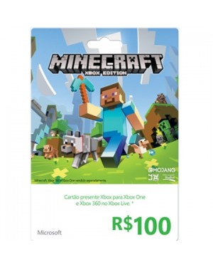 K4W-02728 - Microsoft - Xbox Live Cartão Presente R$ 100,00 Minecraft